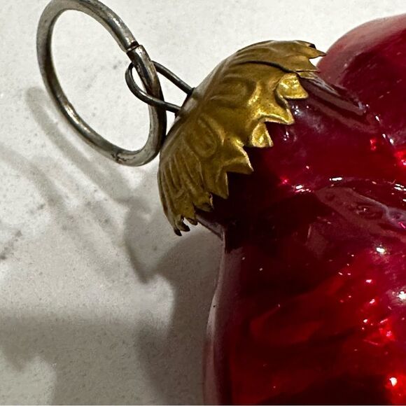 Vintage Glass red heart German kugel ornament Christmas ornament red glass - Picture 3 of 6